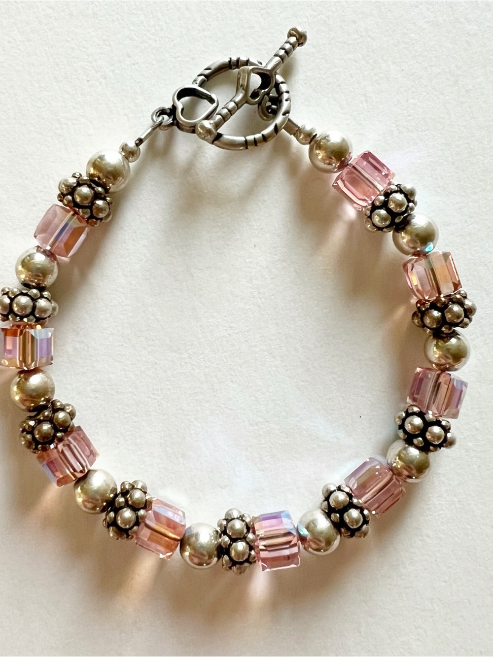 Handmade Sterling Silver and Swarovski Crystal Bracelet Size 7.25”